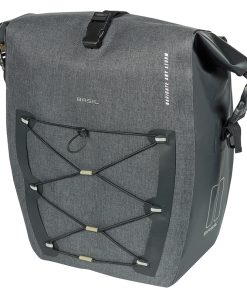 Sacoche Arriere Velo Laterale Basil Navigator Storm Cyclotouriste Waterproof 25-31L Noir Fixation Mik Hooks Sur Porte Bagage (41X15X27Cm) Avec Poignee et Bandouillere Fermeture Enroulement