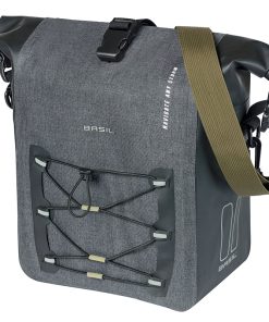 Sacoche Arriere Velo Laterale Basil Navigator Storm Cyclotouriste Waterproof 12-15L Noir Fixation Mik Hooks Sur Porte Bagage (36X14X25Cm) Avec Poignee et Bandouillere Fermeture Enroulement