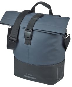 Sacoche Arriere Velo Laterale Sac Bandouliere Basil Cove Shopper Bleu Marine-Noir Droit-Gauche 14-16L Fixation Mik Hooks Porte Bagage (36X14X29Cm) Avec Poignee Fermeture Pliante Impermeable