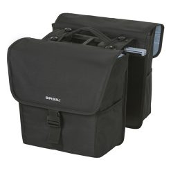 Sacoche Arriere Velo Double Basil Go 32L Noir Fixation Velcros Sur Porte Bagage - Fixation Systeme Mik (Compatible Avec 157030 Inclus) (40X16X38Cm)