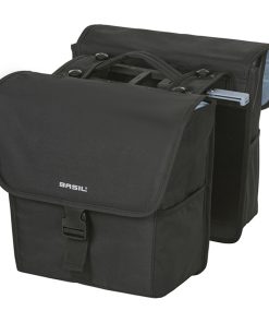Sacoche Arriere Velo Double Basil Go 32L Noir Fixation Velcros Sur Porte Bagage - Fixation Systeme Mik (Compatible Avec 157030 Inclus) (40X16X38Cm)