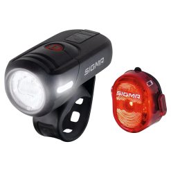 Eclairage Velo USB Kit Sigma Aura 45 Lux/nugget Ii (Autonomie 6h Mode Standard et 21h Mode Eco) Noir - Homologue - Adapte L'éclairage en Fonction de La Luminosité