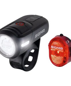 Eclairage Velo USB Kit Sigma Aura 45 Lux/nugget Ii (Autonomie 6h Mode Standard et 21h Mode Eco) Noir - Homologue - Adapte L'éclairage en Fonction de La Luminosité