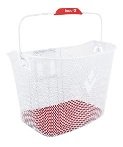Panier Avant Acier Nid Abeille Hapo.G Blanc (33X25X25Cm) -Vendu Avec Fixation Mts 3 Vae - E-Bike (Largeur Interieure Fixation Pour Vae - 8Cm) Charge Maxi 5Kgs
