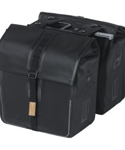 Sacoche Arriere Velo Double Basil Urban Dry 50L Noir 100% Waterproof (31,5X16X32Cm) - Fixation Systeme Mik (Compatible Avec 157030 Inclus)