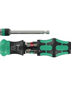 Tournevis Porte Embout Wera 818 20 Ra-R 1-4 Noir-Vert Avec Porte Embout Rapidaptor, Reserve D'Embout Integree (Fonction Cliquet, Lame Telescopique) -Marque Allemande Pour Les Ateliers-