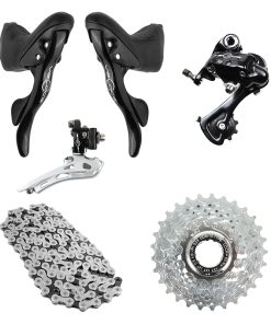 Transmission - Groupe Route Campagnolo Veloce 10V. Avec Levier-Manette Frein Patin, Derailleurs Avant + Arriere, Cassette 13-29 et Chaine (Montage Atelier)