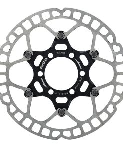Disque de Frein Route 6 Trous Elvedes 140 Mm Acier Argent - Alu Noir (Ultra-Leger 85 G) -Epaisseur 1.8 Mm-