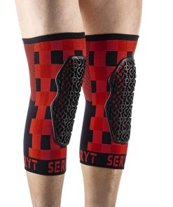 Protection Genouilleres VTT Seryt Checker Antibacterien, Antiderapante, Sans Couture Damier Rouge-Noir L-XL (Vendu A La Paire) 300 G -Ce En 1621.1 Niveau 1-
