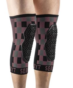 Protection Genouilleres VTT Seryt Checker Antibacterien, Antiderapante, Sans Couture Damier Gris-Marron L-XL (Vendu A La Paire) 300 G -Ce En 1621.1 Niveau 1-