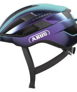 Casque Velo Adulte Abus Urbain Wingback Flip Flop Violet-Vert Brillant Taille L (57-61Cm) Reglage Molette