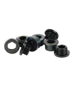 Intravis Pedalier Bosch Acier Noir Compatible Mono Plateau 4 Branches (Jeu de 4) - Vis et Cheminee M8X0.75X4.5L + 4 Cheminées Aluminium M8X0.75X4.7L.