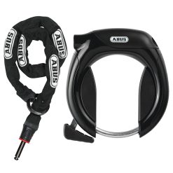 Antivol Velo Fer à Cheval Abus Pro Tectic 4960 Nr Noir + Chaine Antivol de Cadre Ach 2.0 + Sac Avec Serrure Integree - Securite Niveau 7-15 -