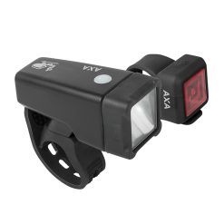 Eclairage Velo à Pile Kit Axa Nite Line T1 4 Fonctions Continu et Flash (Livre Avec Piles Lr6-Cr2032)