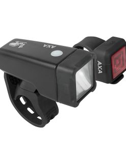 Eclairage Velo à Pile Kit Axa Nite Line T1 4 Fonctions Continu et Flash (Livre Avec Piles Lr6-Cr2032)