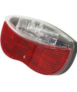 Eclairage Velo A Pile Arriere Sur Porte-Bagages 2 Leds Rouge (Livre Avec Piles) Entraxe 80mm