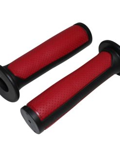 Poignee BMX Noir-Rouge Bi-Matiere L125mm Avec Collerette (Paire)