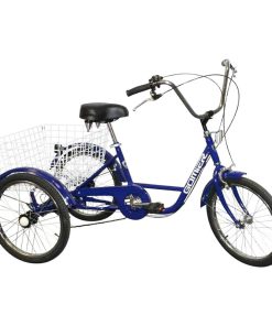 Tricycle Musculaire Adulte 20" Bleu 5 Vitesses Avec Panier - Poids Charge Maxi 100Kgs - Homologation Nf30020