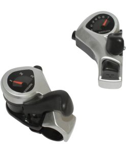 Manette VTT Gravity Resine Noir A Collier 7V. Avec Cadrans et Bouton Poussoir (Paire) Compatible Shimano