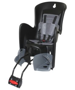 Porte Bebe-Siege Enfant Arriere Polisport Inclinable A Fixer Sur Cadre Bilby Rs Noir Coussin Gris (9 A 22Kgs) Homologue En 14344