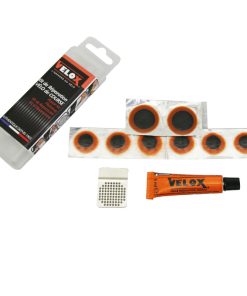 Kit Reparation Chambre a Air Velox Route - Boite (6 Patchs 15mm + 2 Patchs 25mm + Colle 5G + Rape Acier) Avec Notice
