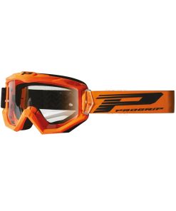 Masque-Lunettes Cross Progrip 3201 TR Atzaki Orange Ecran Transparent Anti-Rayures-Anti U.V. Compatible Avec Port Lunettes de Vue (Homologue Ce-En Ac-12072 Rev.1)