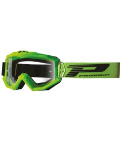 Masque-Lunettes Cross Progrip 3201 TR Atzaki Vert Ecran Transparent Anti-Rayures-Anti U.V. Compatible Avec Port Lunettes de Vue (Homologue Ce-En Ac-12072 Rev.1)
