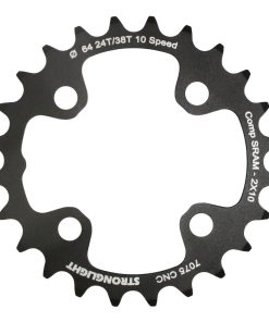 Plateau VTT 4 Branches D.64 Pour SRAM Xo+Shimano (Sauf Xt-Xtr) Stronglight Double 24 Dents Interieur Noir Non Filete 10V. - Epaisseur 3.5mm