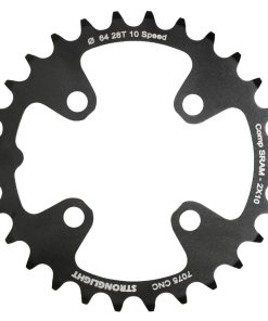 Plateau VTT 4 Branches D.64 Pour SRAM Xo+Shimano (Sauf Xt-Xtr) Stronglight Double 28 Dents Interieur Noir Non Filete 10V. - Epaisseur 3.5mm