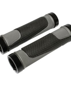 Poignee City-VTT Newton Bi-Matiere Noir-Gris Double Collier Chc Noir L130mm (Paire)