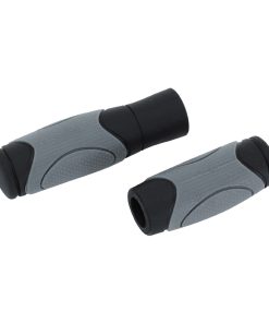 Poignee City-VTT Newton Bi-Matiere Noir-Gris L125 - 90mm (Paire)