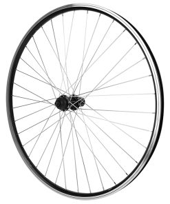 Roue VTC Patin Blocage Er10 700 X 35 - 28" Gravity Arriere Alu Noir Moyeu Shimano Qc300 Centerlock Cassette 11-10-9-8V Noir Jante 19C 36 Rayons Argent