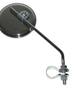 Retroviseur Velo Gauche Ou Droit Newton Rond Acier Chrome Fixation Collier Tige 190mm Reglable 22.2 mm (Miroir Diam 75mm)