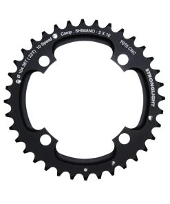 Plateau VTT 4 Branches D.104 Pour Shimano Stronglight Double 36 Dents Exterieur Noir 2X10V. (Sauf Xt-Xtr) Non Filete 10V. - Epaisseur 5mm