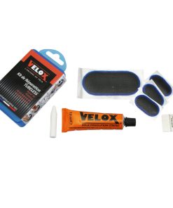 Kit Reparation Pneu Tubeless VTT - Gravel Velox Par L'Interieur Avec Rustines - Boite (3 Patchs 32X16mm + 1 Patch 75X35mm + Colle 10G + Rape Acier) Avec Notice