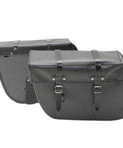 Sacoche Arriere Velo Laterale Sporfabric S202 Trapeze Style Vintage - Fixation Courroie - Effet Cuir Noir (Lg36Xl11Xh28) (Paire)