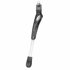 Bequille Velo Laterale Avec Plaque Newton 26-28" Renforce Reglable Alu Noir-Argent