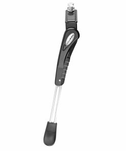 Bequille Velo Laterale Avec Plaque Newton 26-28" Renforce Reglable Alu Noir-Argent