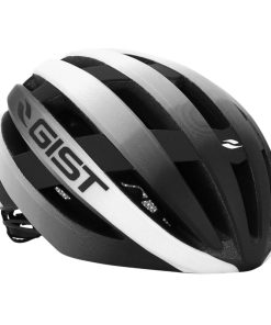 Casque Velo Adulte Gist Route Revol Blanc-Noir Femme et Junior Full In-Mold Taille 54-58 Reglage Molette