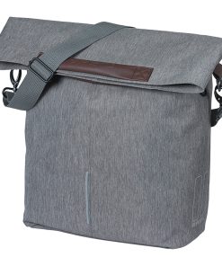 Sacoche Arriere Velo Laterale Sac Bandouliere Basil City Shopper Gris Clair Droit-Gauche 14-16L Fixation MIK Hooks Porte Bagage Fermeture Pliant Anti-Pluie
