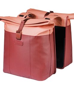 Sacoche Arriere Velo Double Basil Vive Rouge Bordeaux - Rose 28-35L Fixation Porte Bagage Fixation Systeme MIK (Compatible avec 211726 Inclus) (30x18x49cm) Fermeture Pliant Anti-Pluie