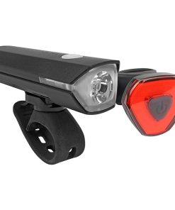 Eclairage Velo Usb Kit Newton 550 Lumen Eclairage Avant et Arriere 3 Modes Fixe - Arriere 3 Modes Clignotant (Autonomie Mode 100% Avant 1H - Arriere 1H30) Noir - Rechargeable Usb