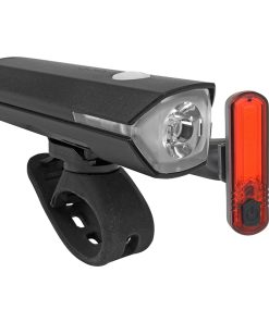 Eclairage Velo Usb Kit Newton 300 Lumen Eclairage Avant et Arriere 3 Modes Fixe - Arriere 4 Modes Clignotant (Autonomie Mode 100% Avant 2H - Arriere 1H30) Noir - Rechargeable Usb