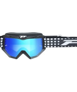 Masque-Lunettes Cross Progrip 3201 Fl Atzaki Multilayered Noir Mat Ecran Miroir Bleu Anti-Rayures-Anti U.v. Compatible avec Port Lunettes de Vue (Homologue Ce-en Ac-12072 Rev.1)