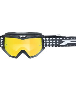 Masque-Lunettes Cross Progrip 3201 Fl Atzaki Multilayered Noir Mat Ecran Miroir Jaune Anti-Rayures-Anti U.v. Compatible avec Port Lunettes de Vue (Homologue Ce-en Ac-12072 Rev.1)