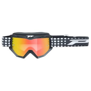 Masque-Lunettes Cross Progrip 3201 Fl Atzaki Multilayered Noir Mat Ecran Miroir Rouge Anti-Rayures-Anti U.v. Compatible avec Port Lunettes de Vue (Homologue Ce-en Ac-12072 Rev.1)