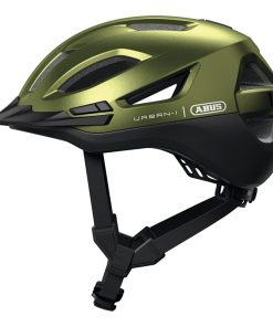 Casque Velo Adulte Abus Urban-I 4.0 Vert Poivre Taille M (54-58cm) Reglage Molette - Eclairage Arriere Usb (Vendu A l'Unite en Boite)