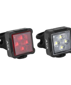 Eclairage Velo A Pile Kit sur Cintre Guidon-Tige de Selle Axa Niteline 44 avec 4 Leds Noir, avec Piles CR2032 Autonomie + 40 Heures (Vu A 400m)
