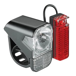 Eclairage Velo A Pile Kit Axa Visto 3 Leds Noir avec Interrupteur Livre avec 3 Piles Aaa et Fixations - Homologue