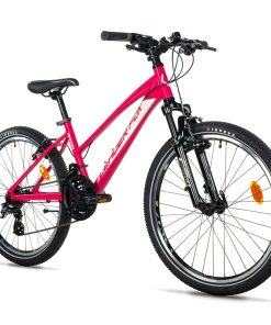 Velo Musculaire VTT 24 Leader Fox Spider 2026 Fille Rouge 7V (Taille Enfant 135 À 145 CM)